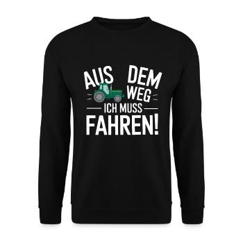 Aus Dem Weg Ich Muss Traktor Fahren Lustiger - Unisex Pullover - Schwarz - Vorne - Alina (178cm) & Michal (187cm)
