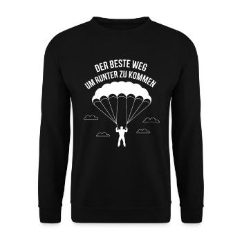 Gleitschirm Fallschirm Der Beste Weg Um Runter Zu - Unisex Pullover - Schwarz - Vorne - Alina (178cm) & Michal (187cm)
