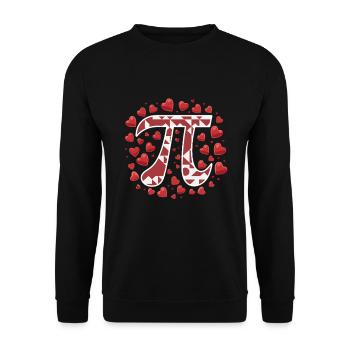 Pi symbol surrounded by hearts for - Unisex Sweatshirt - black - Front - Alina (178cm) & Michal (187cm)