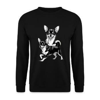 Chihuahua Joy: Two Happy Dogs for - Unisex Sweatshirt - black - Front - Alina (178cm) & Michal (187cm)