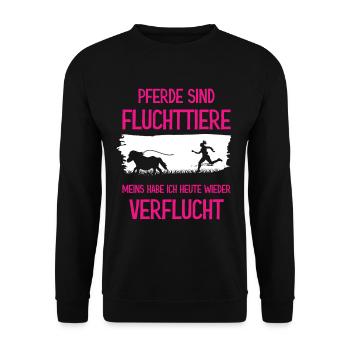 Lustiger Pferdespruch Pferd - Unisex Pullover - Schwarz - Vorne - Alina (178cm) & Michal (187cm)