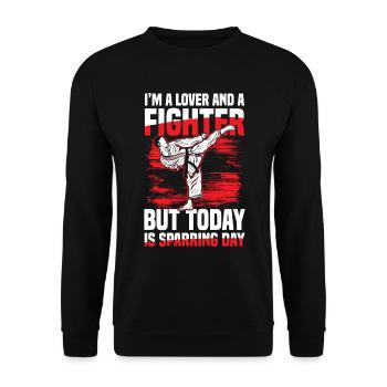 Ich Bin Ein Liebhaber Und Ein Kämpfer Aber Heute - Unisex Pullover - Schwarz - Vorne - Alina (178cm) & Michal (187cm)