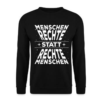 Menschenrechte statt rechte Menschen, Gegen Rechts - Unisex Pullover - Schwarz - Vorne - Alina (178cm) & Michal (187cm)
