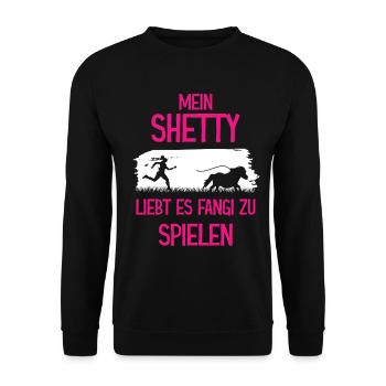 Shetty spielt Fangi - Unisex Pullover - Schwarz - Vorne - Alina (178cm) & Michal (187cm)