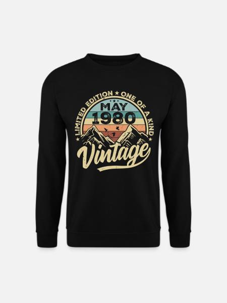 Geburtstag Vintage Mai 1980 original May 1980 - Unisex Pullover - Schwarz