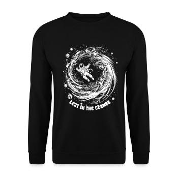 Lost in the Cosmos - Astronaut - Space - Unisex Sweatshirt - black - Front - Alina (178cm) & Michal (187cm)