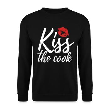 Kiss the cook - kochen - Spruch - Unisex Pullover - Schwarz - Vorne - Alina (178cm) & Michal (187cm)
