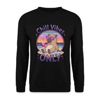 Chill Vibes Only Summer Beach Party Capybara - Sweat-shirt Unisexe - noir - Devant - Alina (178cm) & Michal (187cm)