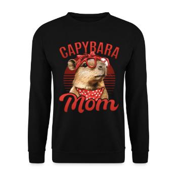Funny Capybara Mom - Unisex Pullover - Schwarz - Vorne - Alina (178cm) & Michal (187cm)