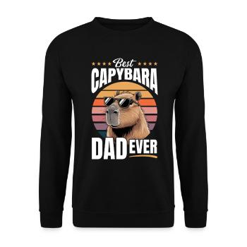 Funny Capybara Dad - Unisex Pullover - Schwarz - Vorne - Alina (178cm) & Michal (187cm)