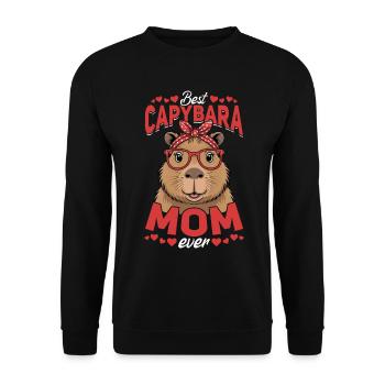 Funny Capybara Mom - Unisex Pullover - Schwarz - Vorne - Alina (178cm) & Michal (187cm)