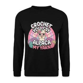 Le crochet, dites-vous ? Laine d’alpaga Humour - Sweat-shirt Unisexe - noir - Devant - Alina (178cm) & Michal (187cm)