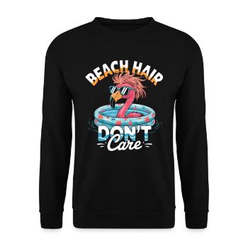 Cheveux de plage Don’t Care Flamingo Summer - Sweat-shirt Unisexe - noir - Devant - Alina (178cm) & Michal (187cm)