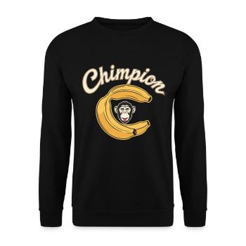 Chimpion Banane Affe Humorvolle Kunst - Unisex Pullover - Schwarz - Vorne - Alina (178cm) & Michal (187cm)