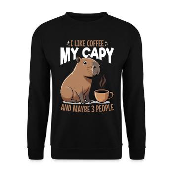 Capybara Coffee - Unisex Pullover - Schwarz - Vorne - Alina (178cm) & Michal (187cm)