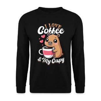 Capybara Coffee - Unisex Pullover - Schwarz - Vorne - Alina (178cm) & Michal (187cm)