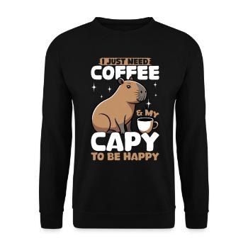 Capybara Coffee - Unisex Pullover - Schwarz - Vorne - Alina (178cm) & Michal (187cm)