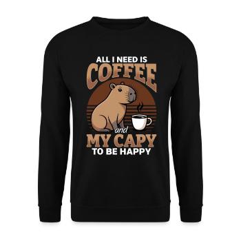 Capybara Coffee - Unisex Pullover - Schwarz - Vorne - Alina (178cm) & Michal (187cm)