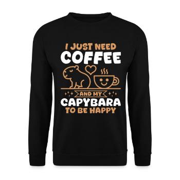 Capybara Coffee - Unisex Pullover - Schwarz - Vorne - Alina (178cm) & Michal (187cm)
