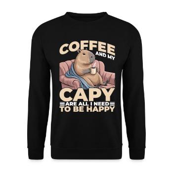 Capybara Coffee - Unisex Pullover - Schwarz - Vorne - Alina (178cm) & Michal (187cm)