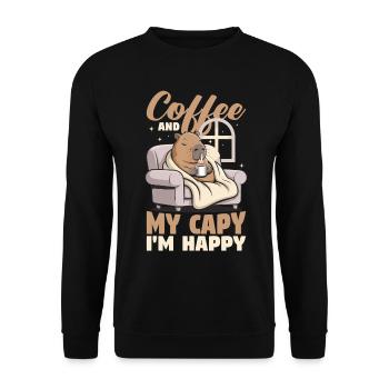 Capybara Coffee - Unisex Pullover - Schwarz - Vorne - Alina (178cm) & Michal (187cm)