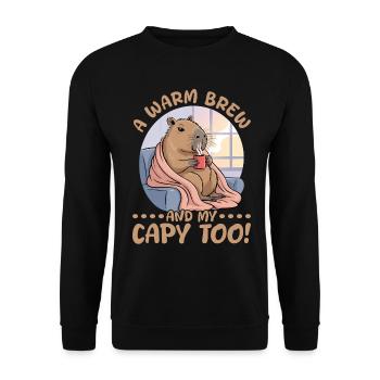 Capybara Coffee - Unisex Pullover - Schwarz - Vorne - Alina (178cm) & Michal (187cm)