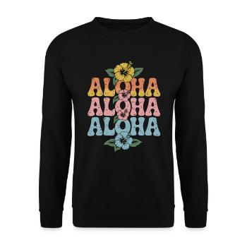 Aloha Tropical Flowers Retro Design - Unisex Sweatshirt - black - Front - Alina (178cm) & Michal (187cm)
