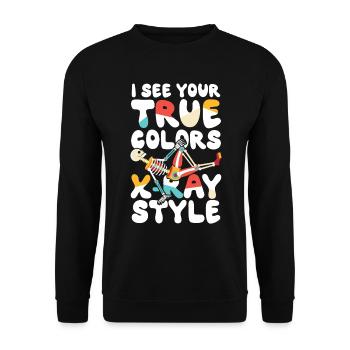 Je vois vos vraies couleurs squelette de style radiographie - Sweat-shirt Unisexe - noir - Devant - Alina (178cm) & Michal (187cm)