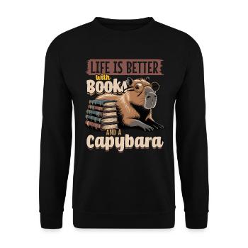 Livres de lecture Capybara - Sweat-shirt Unisexe - noir - Devant - Alina (178cm) & Michal (187cm)
