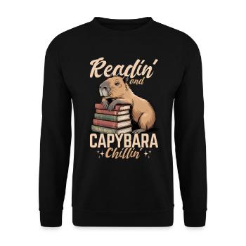Livres de lecture Capybara - Sweat-shirt Unisexe - noir - Devant - Alina (178cm) & Michal (187cm)