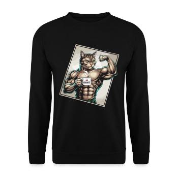 Chat puissant avec du café - Sweat-shirt Unisexe - noir - Devant - Alina (178cm) & Michal (187cm)
