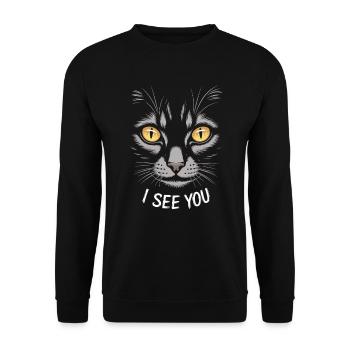 Cat Gaze I See You Mystical Eyes - Unisex Sweatshirt - black - Front - Alina (178cm) & Michal (187cm)