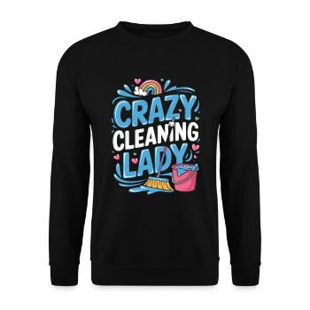 Crazy cleaning lady colorful rainbow motif with - Unisex Sweatshirt - black - Front - Alina (178cm) & Michal (187cm)