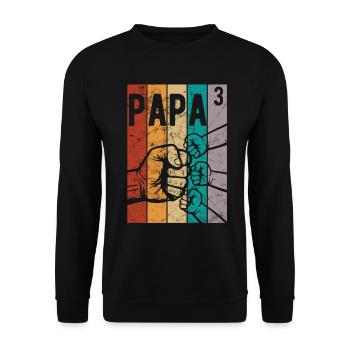 Papa 3 - Papa von drei Kindern - Team - Familie - Unisex Pullover - Schwarz - Vorne - Alina (178cm) & Michal (187cm)