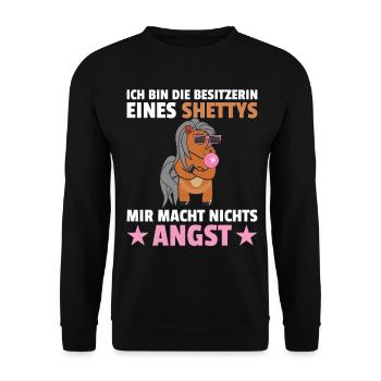 Shetty Spruch Shetland Pony - Unisex Pullover - Schwarz - Vorne - Alina (178cm) & Michal (187cm)