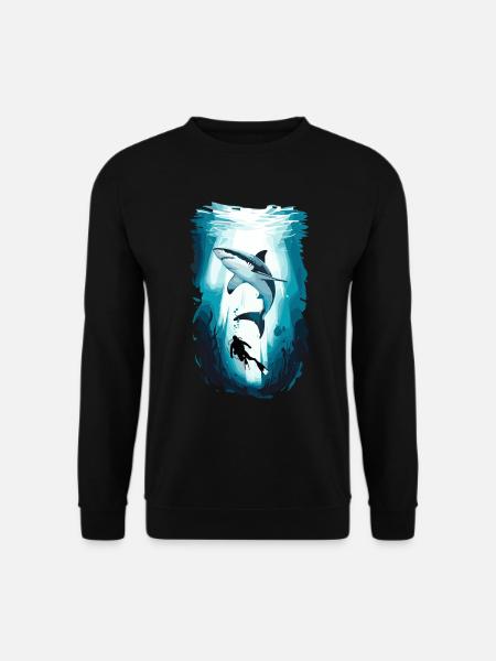Aventure sous-marine avec requin et plongeur - Sweat-shirt Unisexe - noir