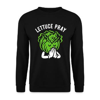 Lettuce pray - Cartoon lettuce head prays - pun - Unisex Sweatshirt - black - Front - Alina (178cm) & Michal (187cm)