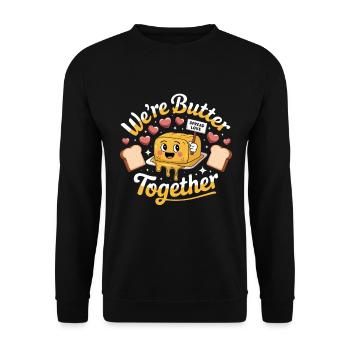 Nous sommes beurre ensemble amour coeur sourire pain - Sweat-shirt Unisexe - noir - Devant - Alina (178cm) & Michal (187cm)