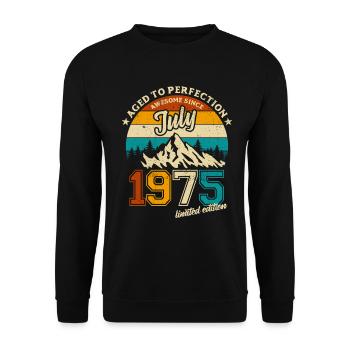 Édition limitée Juillet 1975 Cadeau d’anniversaire - Sweat-shirt Unisexe - noir - Devant - Alina (178cm) & Michal (187cm)