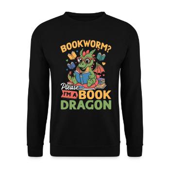 Fantasy Book reading Mythical Creatures - Unisex Pullover - Schwarz - Vorne - Alina (178cm) & Michal (187cm)