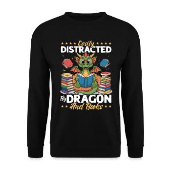 Fantasy Book reading Mythical Creatures - Unisex Pullover - Schwarz - Vorne - Alina (178cm) & Michal (187cm)