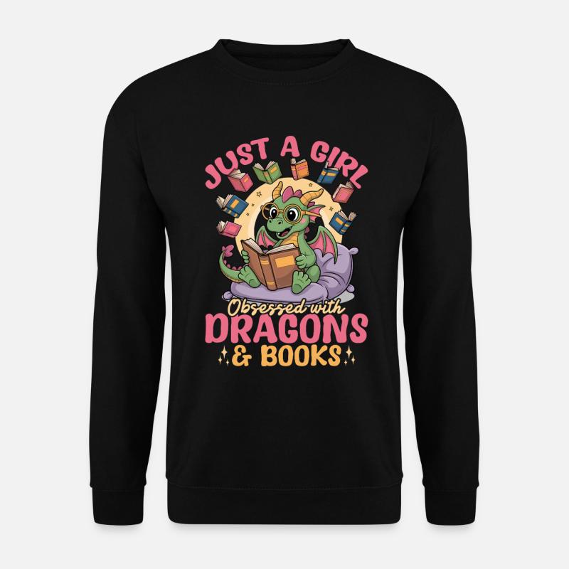 Fantasy Book reading Mythical Creatures - Unisex Pullover - Schwarz