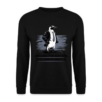 Le pingouin le mieux habillé courant dans le bureau - Sweat-shirt Unisexe - noir - Devant - Alina (178cm) & Michal (187cm)