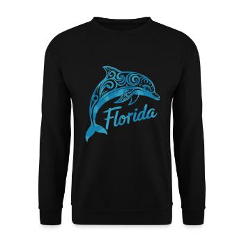 Florida Delfin Tribal Kunst - Unisex Pullover - Schwarz - Vorne - Alina (178cm) & Michal (187cm)