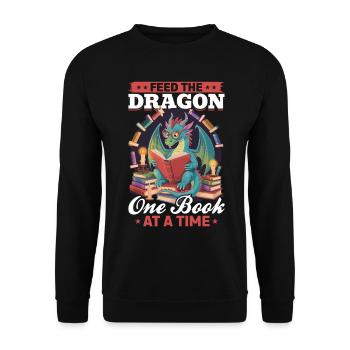 Fantasy Book reading Mythical Creatures - Unisex Pullover - Schwarz - Vorne - Alina (178cm) & Michal (187cm)