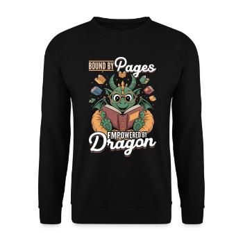 Fantasy Book reading Mythical Creatures - Unisex Pullover - Schwarz - Vorne - Alina (178cm) & Michal (187cm)