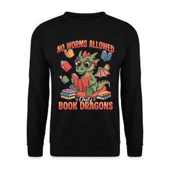 Fantasy Book reading Mythical Creatures - Unisex Pullover - Schwarz - Vorne - Alina (178cm) & Michal (187cm)