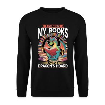 Fantasy Book reading Mythical Creatures - Unisex Pullover - Schwarz - Vorne - Alina (178cm) & Michal (187cm)