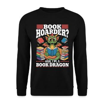 Fantasy Book reading Mythical Creatures - Unisex Pullover - Schwarz - Vorne - Alina (178cm) & Michal (187cm)