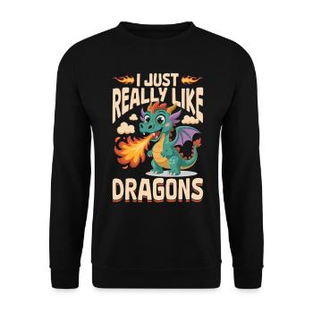 Fantasy Dragon Mythical Creatures - Unisex Sweatshirt - black - Front - Alina (178cm) & Michal (187cm)